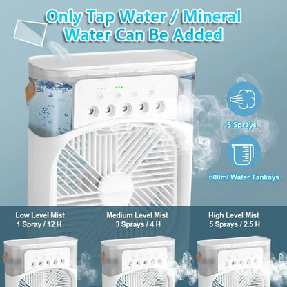 3 In 1 Fan AIr Conditioner Household Small Air Cooler LED Night Light Portable Air Adjustment Fan Office Home Fan New