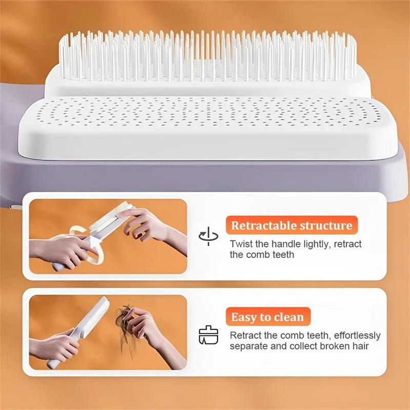 1/2pcs Self-Cleaning Hairbrush Women Hair Brush One-Key Cleaning Hair Loss Airbag Scalp Massage Comb Anti-Static Hairbrush