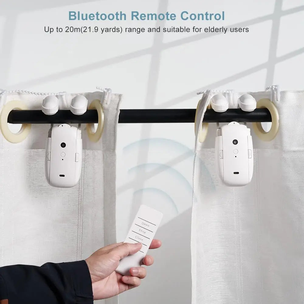 Smart Wifi Curtain Controller with No Installation Required, App Control with Timer And Light Sensor Compatible with Roman Rod