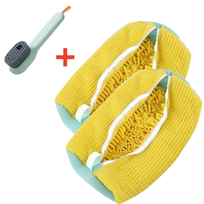 2/3PCS Shoe Washing Machine Bag with Liquid Shoe Brush Set Durable Laundry Shoe Bag and Soft Bristle Clean Brush for All Shoes