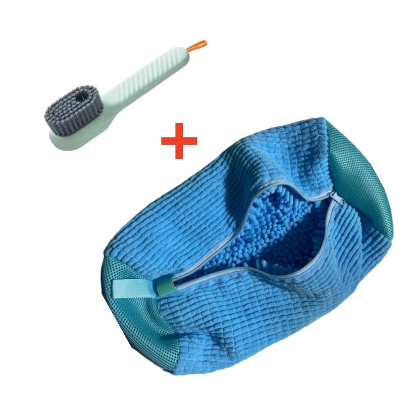 2/3PCS Shoe Washing Machine Bag with Liquid Shoe Brush Set Durable Laundry Shoe Bag and Soft Bristle Clean Brush for All Shoes
