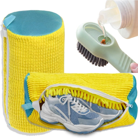 2/3PCS Shoe Washing Machine Bag with Liquid Shoe Brush Set Durable Laundry Shoe Bag and Soft Bristle Clean Brush for All Shoes