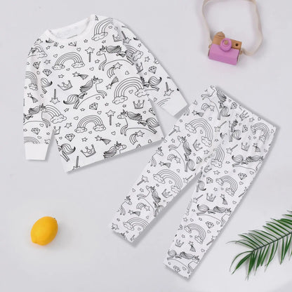 Kids DIY Sketch Colorful Drawing Pajama Set Baby Boys Girls Sketch Coloring Cartoon Freehand Graffiti Sleepwear Child Funny Handicraft Homewear