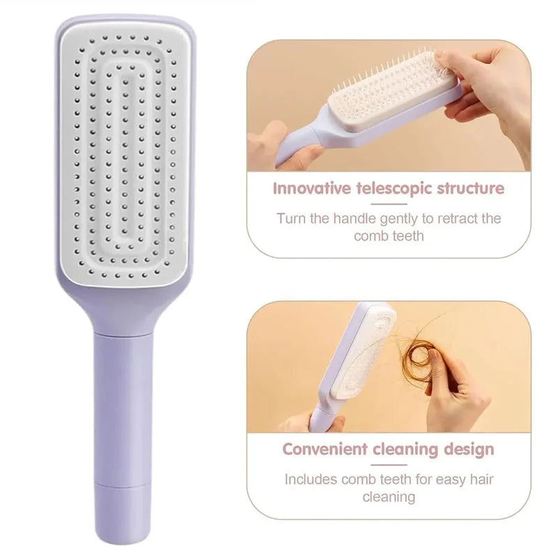 1/2pcs Self-Cleaning Hairbrush Women Hair Brush One-Key Cleaning Hair Loss Airbag Scalp Massage Comb Anti-Static Hairbrush