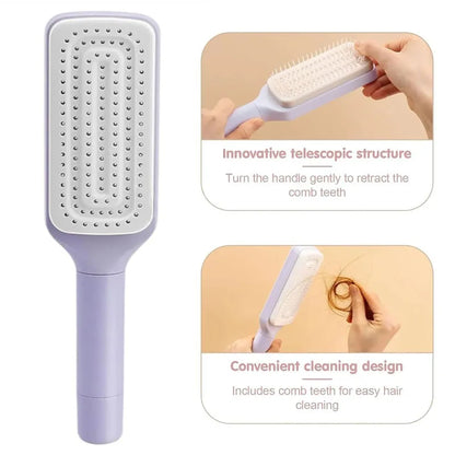 1/2pcs Self-Cleaning Hairbrush Women Hair Brush One-Key Cleaning Hair Loss Airbag Scalp Massage Comb Anti-Static Hairbrush