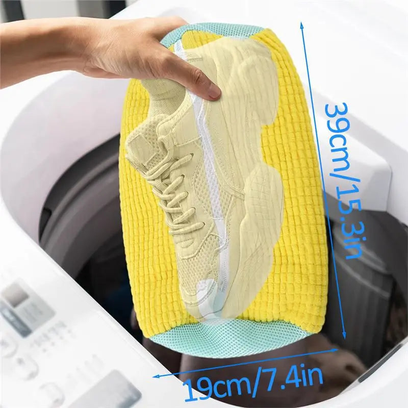 2/3PCS Shoe Washing Machine Bag with Liquid Shoe Brush Set Durable Laundry Shoe Bag and Soft Bristle Clean Brush for All Shoes