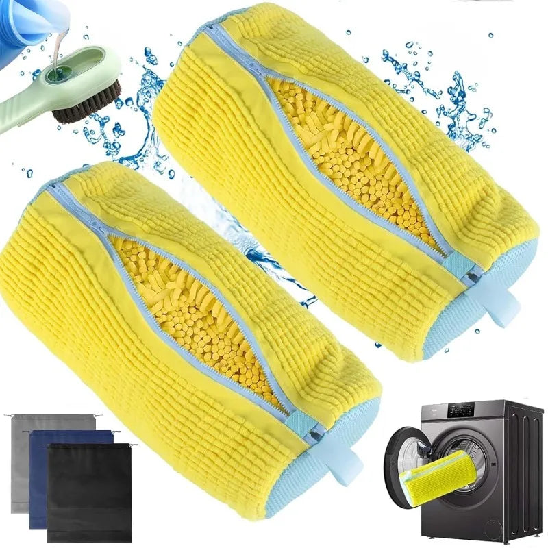 2/3PCS Shoe Washing Machine Bag with Liquid Shoe Brush Set Durable Laundry Shoe Bag and Soft Bristle Clean Brush for All Shoes