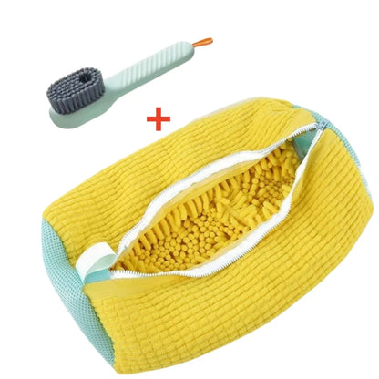 2/3PCS Shoe Washing Machine Bag with Liquid Shoe Brush Set Durable Laundry Shoe Bag and Soft Bristle Clean Brush for All Shoes