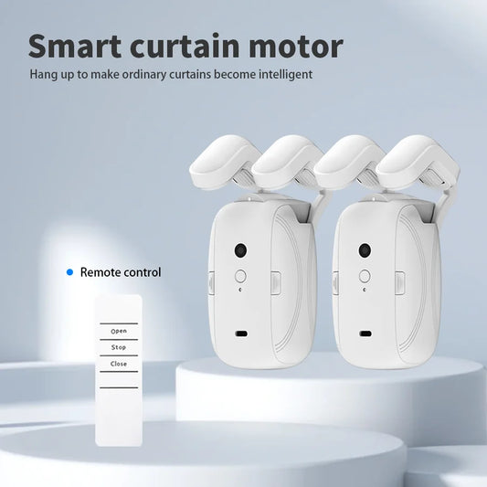 Smart Wifi Curtain Controller with No Installation Required, App Control with Timer And Light Sensor Compatible with Roman Rod