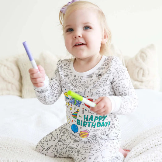 Kids DIY Sketch Colorful Drawing Pajama Set Baby Boys Girls Sketch Coloring Cartoon Freehand Graffiti Sleepwear Child Funny Handicraft Homewear