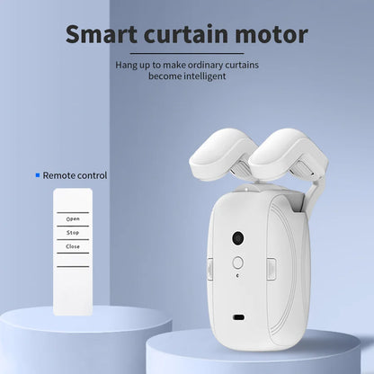Smart Wifi Curtain Controller with No Installation Required, App Control with Timer And Light Sensor Compatible with Roman Rod