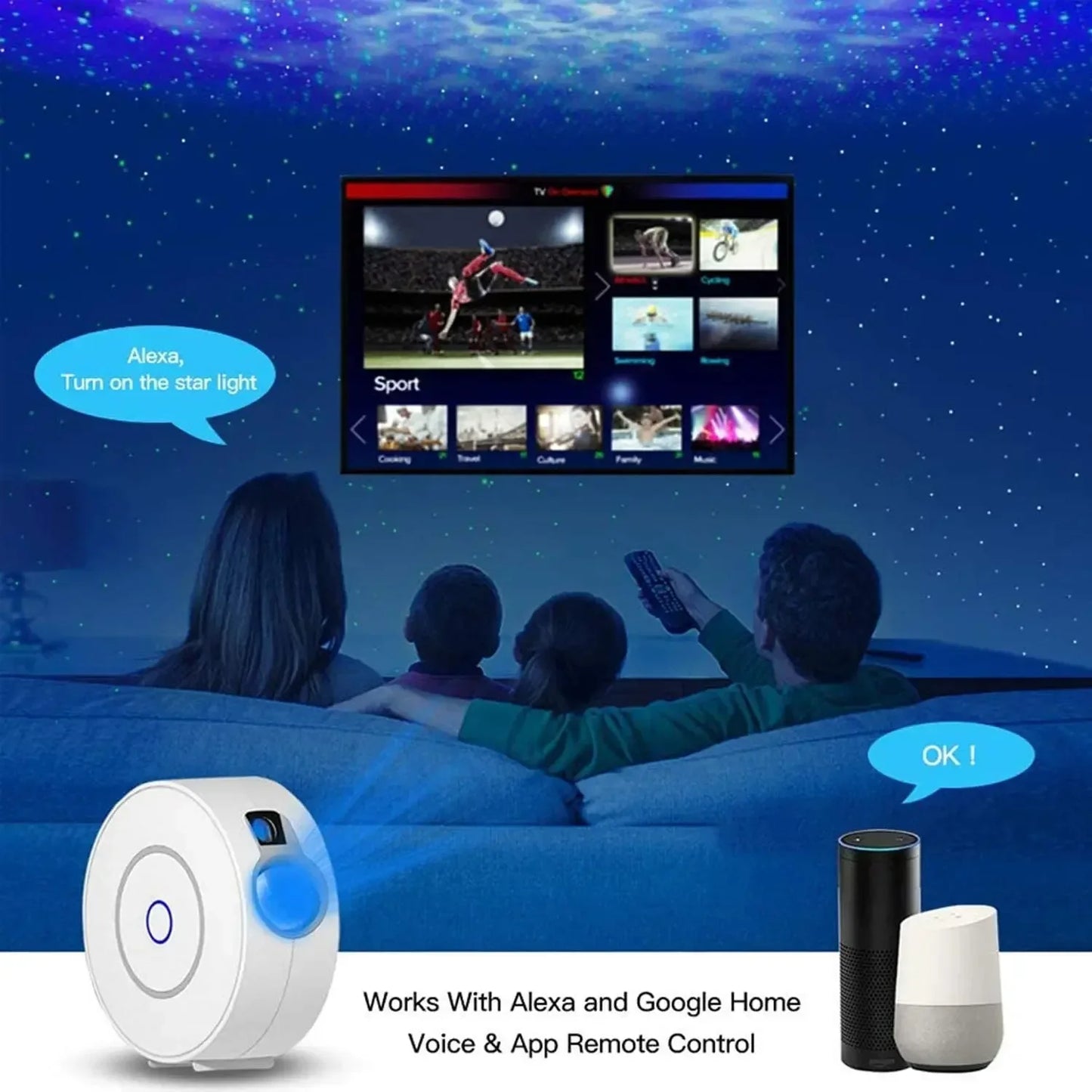LED Colorful Smart Wifi App Star Projector Alexa Galaxy Projector Night Light Starry Sky Nebula Moon Smart Star Projector