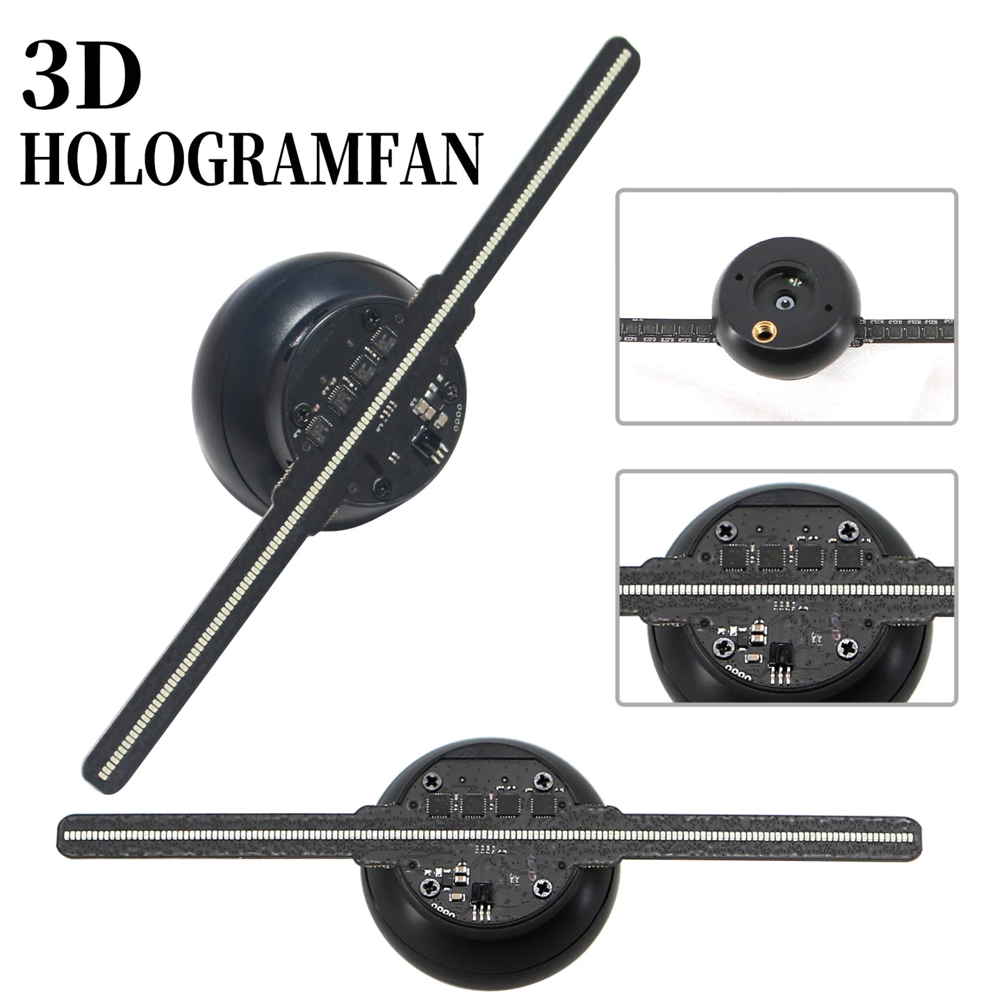 10cm/4.1in 3D hologram fan, 96 0603 LED beads holographic projector, HD flicker free screen with TF&APP control Halloween gift