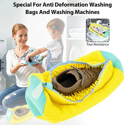 2/3PCS Shoe Washing Machine Bag with Liquid Shoe Brush Set Durable Laundry Shoe Bag and Soft Bristle Clean Brush for All Shoes