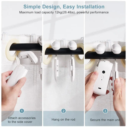 Smart Wifi Curtain Controller with No Installation Required, App Control with Timer And Light Sensor Compatible with Roman Rod
