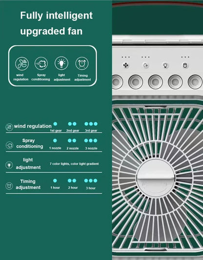 3 In 1 Fan AIr Conditioner Household Small Air Cooler LED Night Light Portable Air Adjustment Fan Office Home Fan New